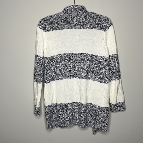 Loft striped color block open front knit cardigan with pockets - Picture 5 of 5